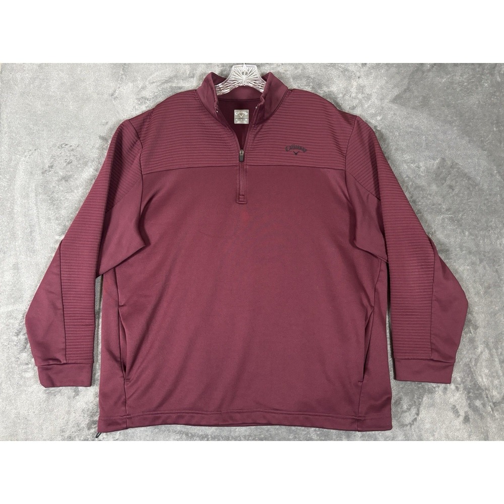 CALLAWAY Maroon Quarter-Zip Golf Pullover |‎ Men's XL Textured Athleisure Jacket